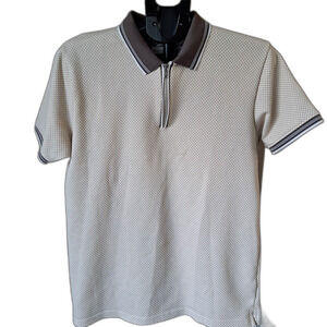 Denim & Flower Ricky Singh 1/4 Zip Collard Shirt Men’s M brown